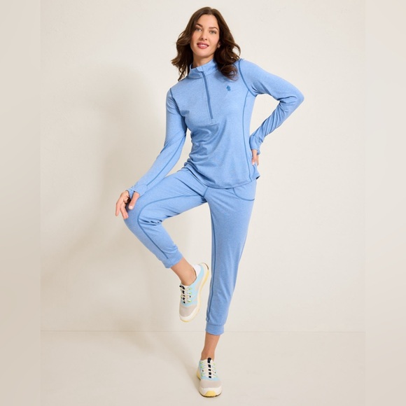 NEW Tommy Bahama Playa Vista Quarter-Zip IslandZone Sweatshirt Blue Monday Hthr - Picture 6 of 8